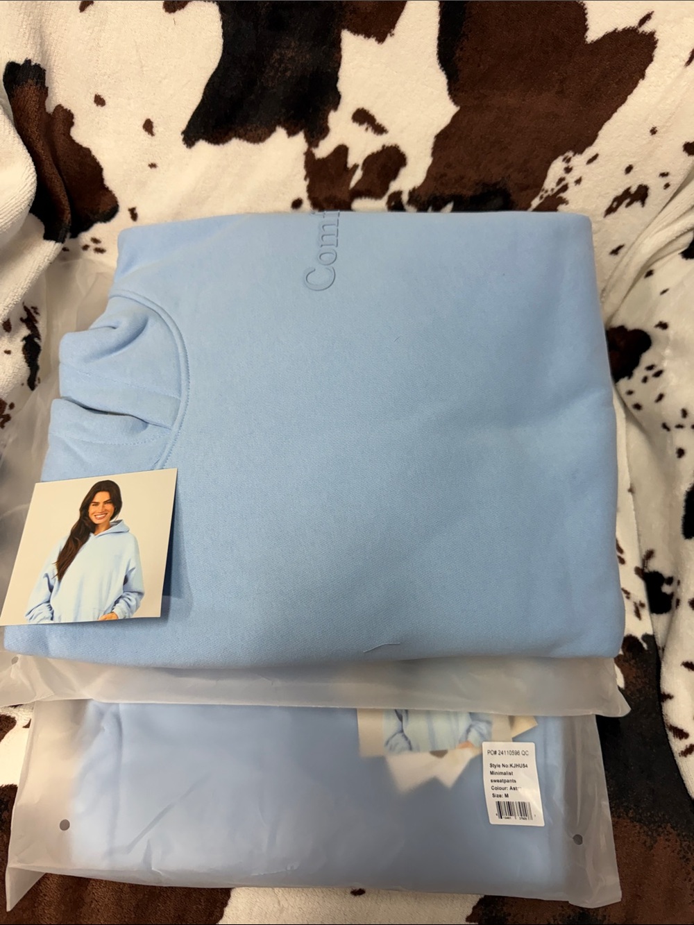 Classic Light Blue Pullover Hoodie for Women & pants